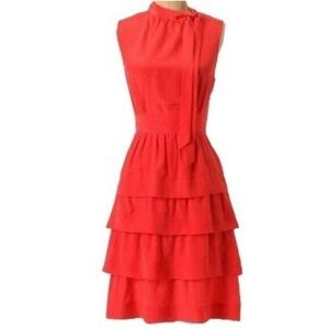 Women sz 8 Girls from Savoy Red Dress Ruffle 100% Silk Oska from Anthropologie